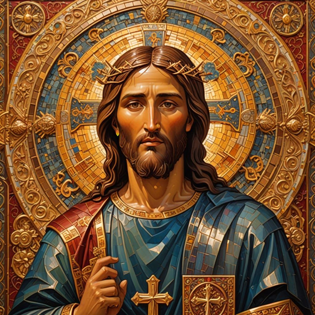 Vibrant Byzantine Icon in Golden Light