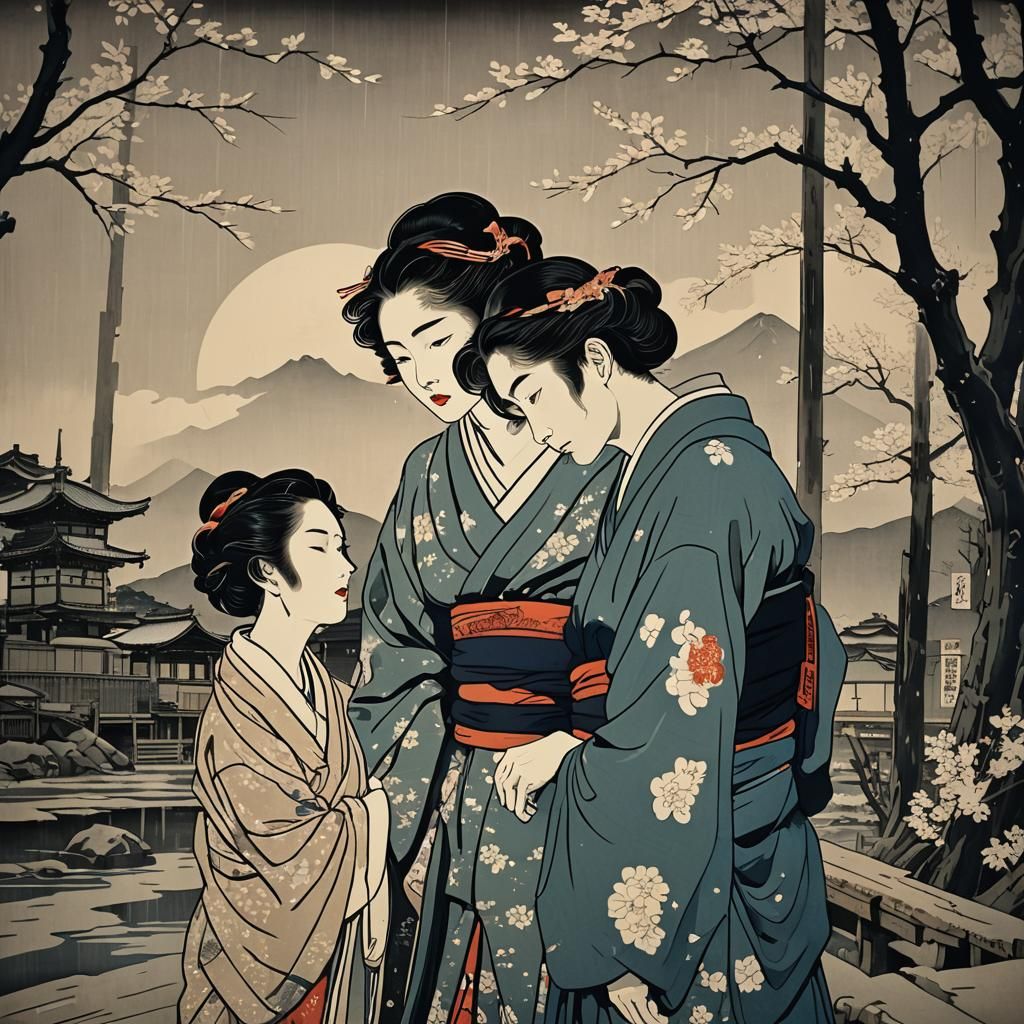 Ukiyo-e Noir: Love Torn Apart in Dynamic Light