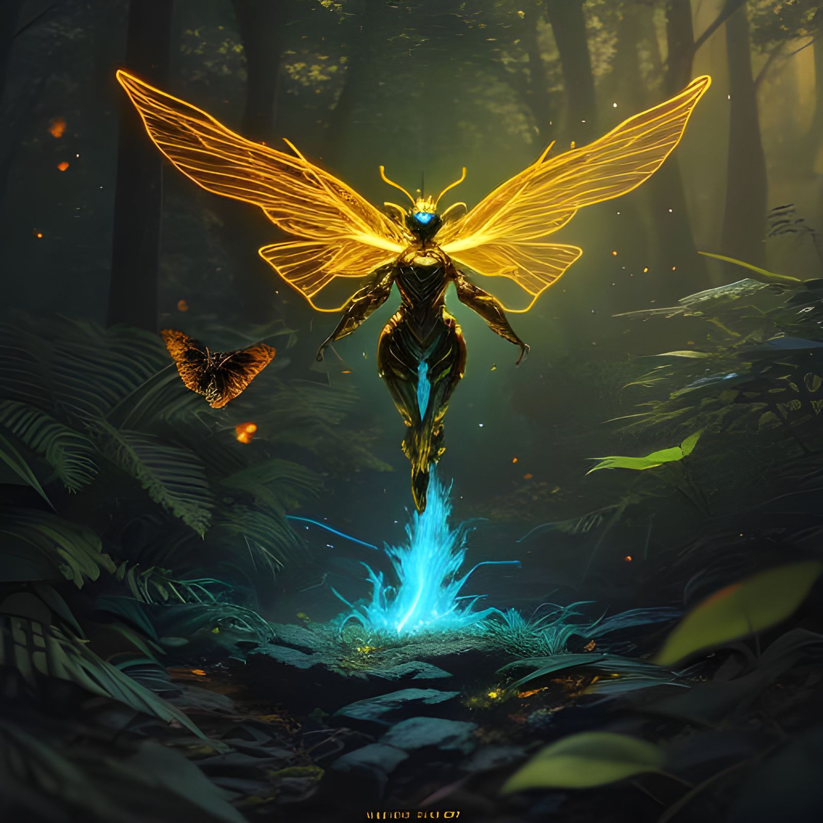Anthropomorphic Firefly in 3D Anime Art