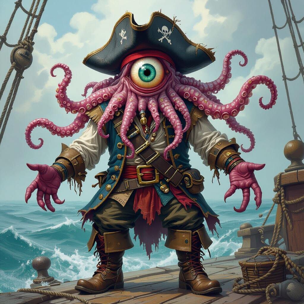 Beholder Pirate on the High Seas: Digital Art
