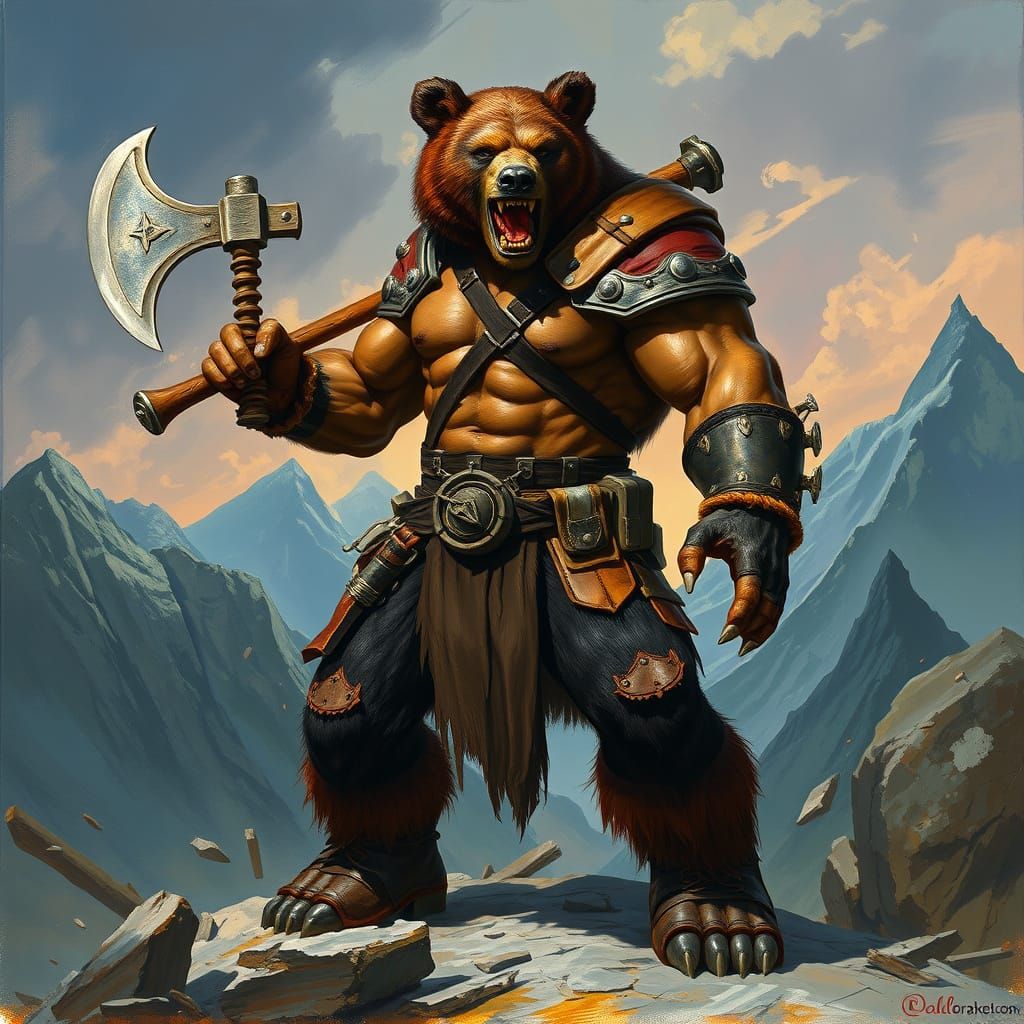 Muscular Beasthide Shifter in Mountainous Landscape