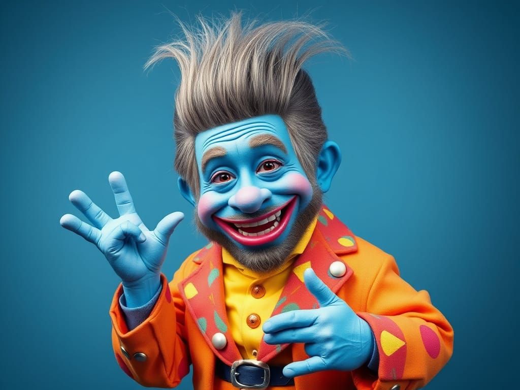 Playful Troll Doll Portrait in Pop Surrealist Style