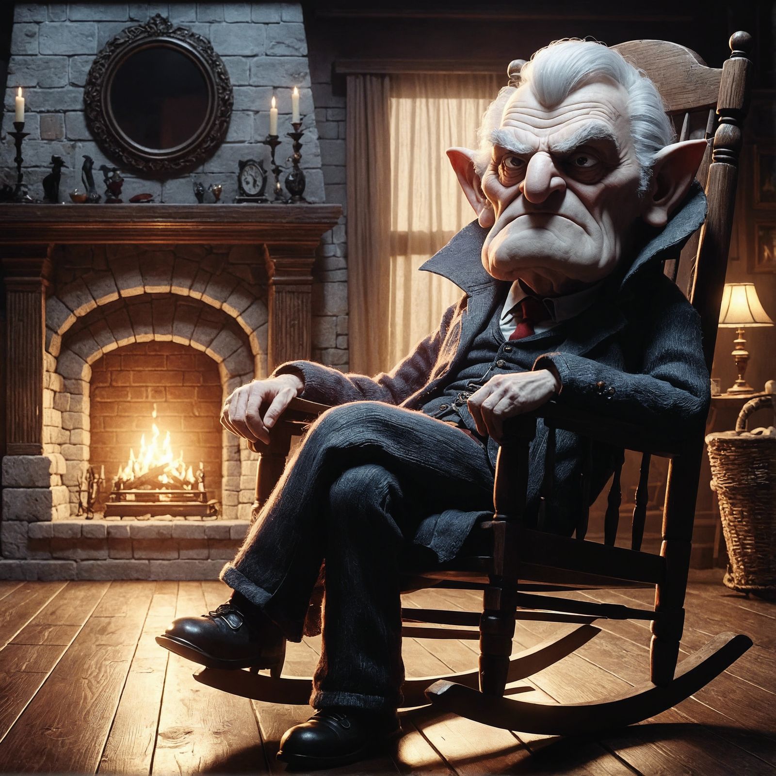 Grumpy Vampire in Rocking Chair, Computer Animation