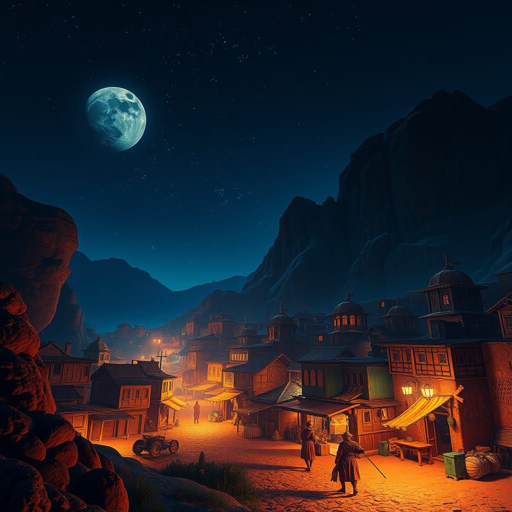 Ethereal Sahara Oasis Under Starlight