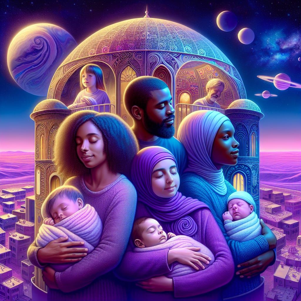 Diverse Family Journey Through Space in Mothership