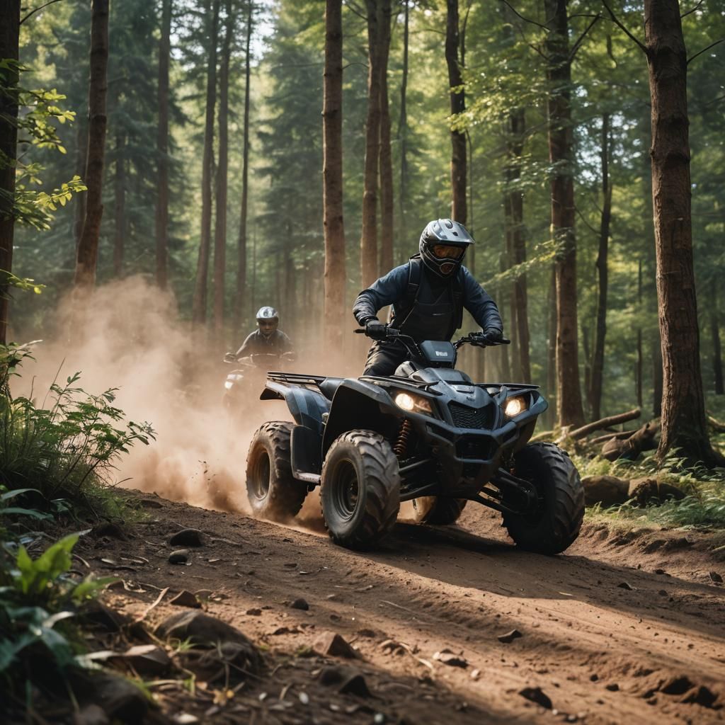 Man Riding ATV in Sharp Focus
