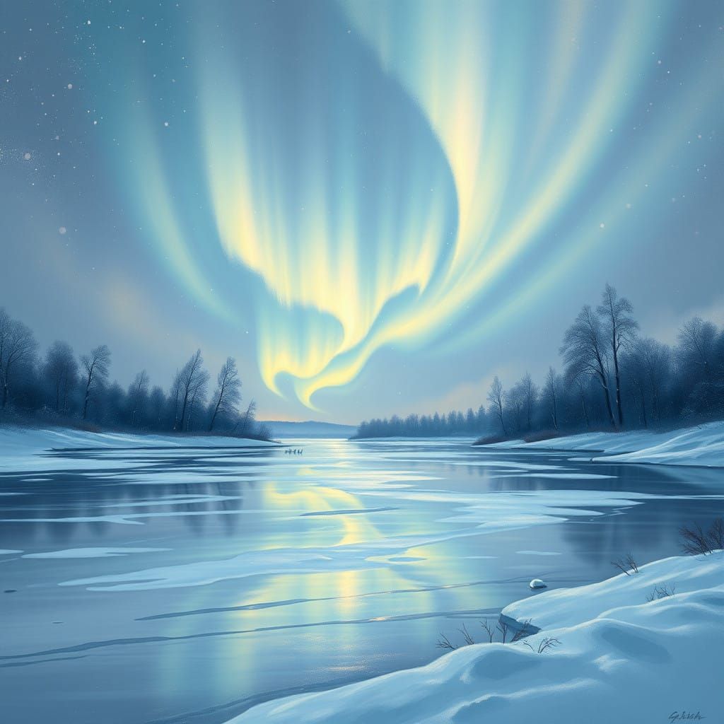 Surreal Winter Wonderland with Northern Lights