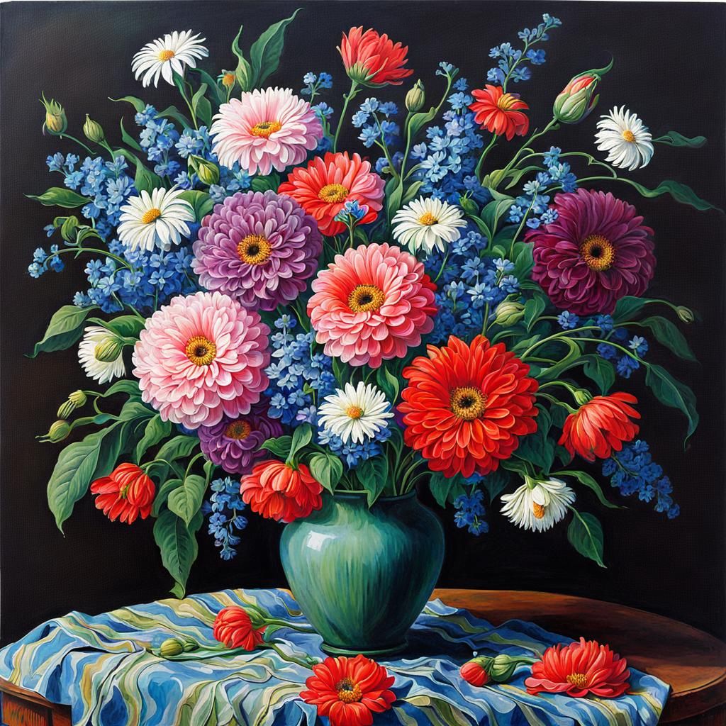 Elegant Vase with Colorful Flower Arrangement