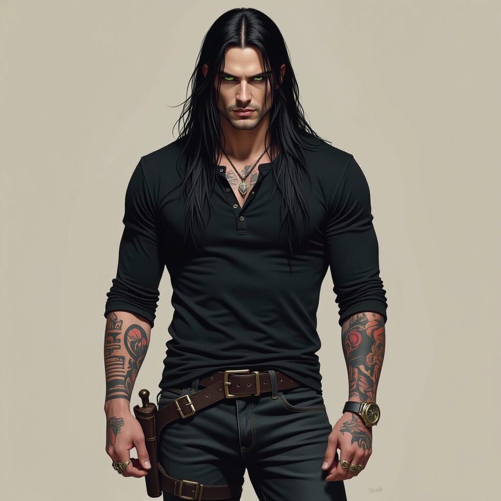 Vampire with Tattoos in Dark Fantasy Style