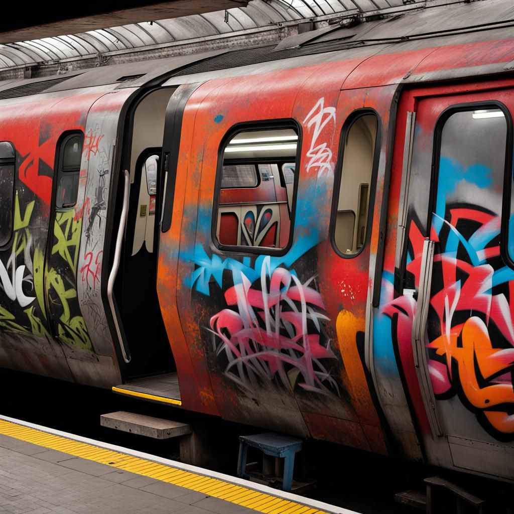 Graffiti on a metro train.