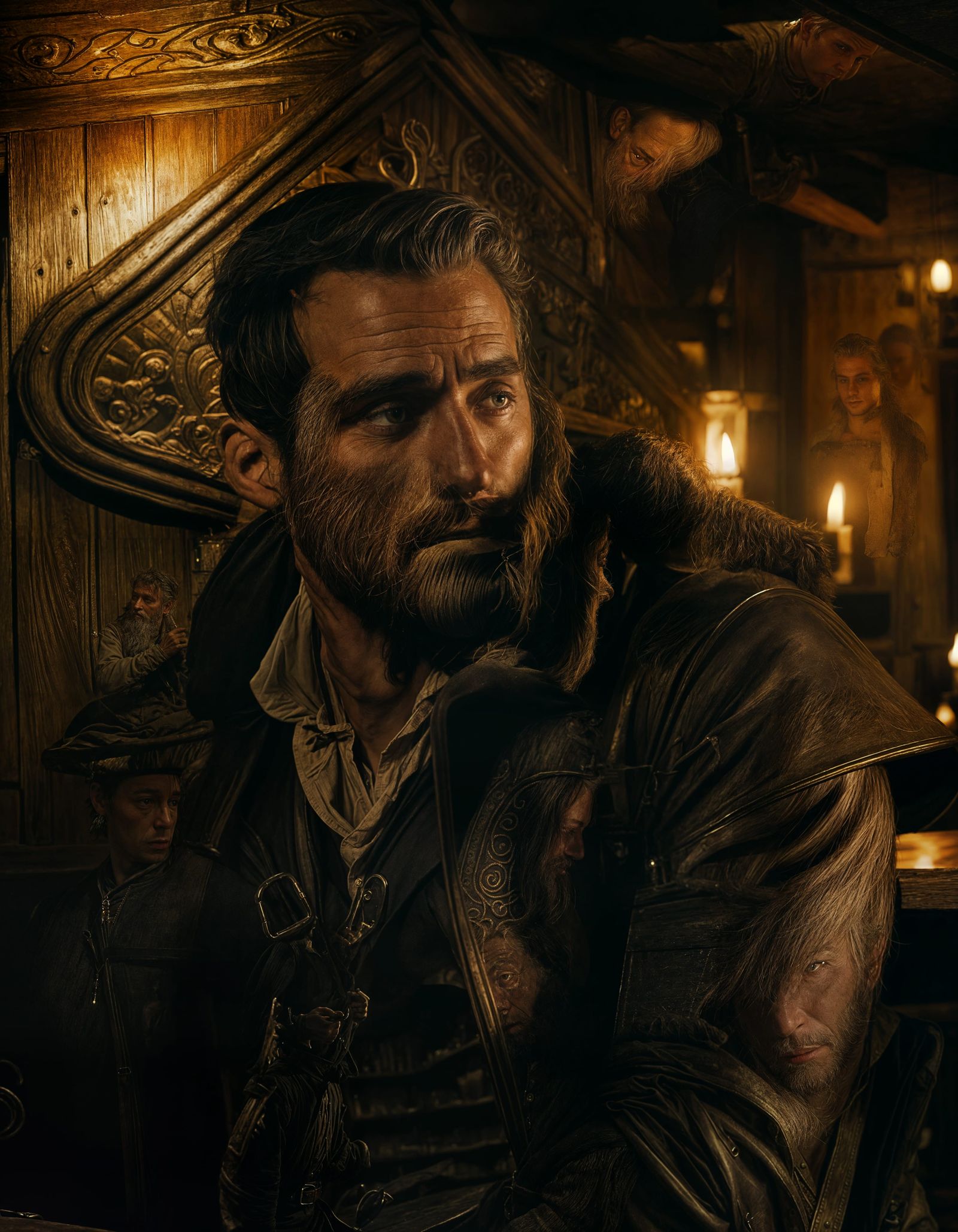 Young Man in Old English Tavern: Photorealistic