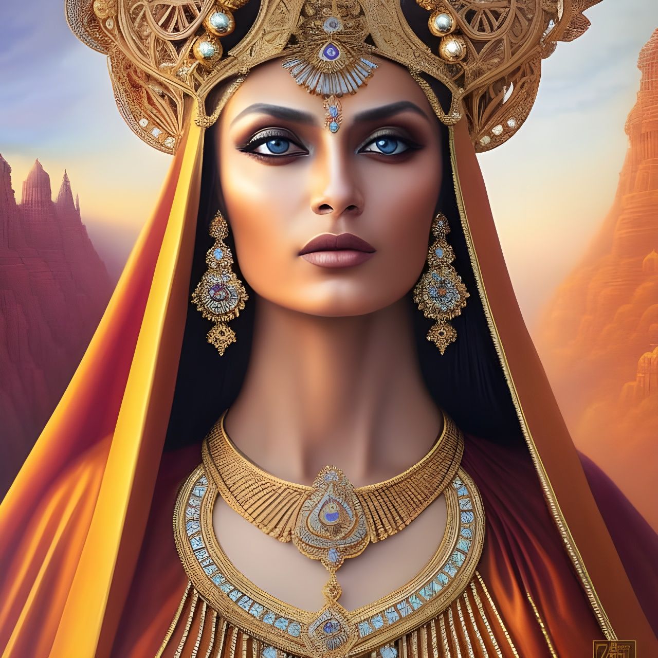 High Priestess Nylaria: 3D Pencil Sketch Portrait