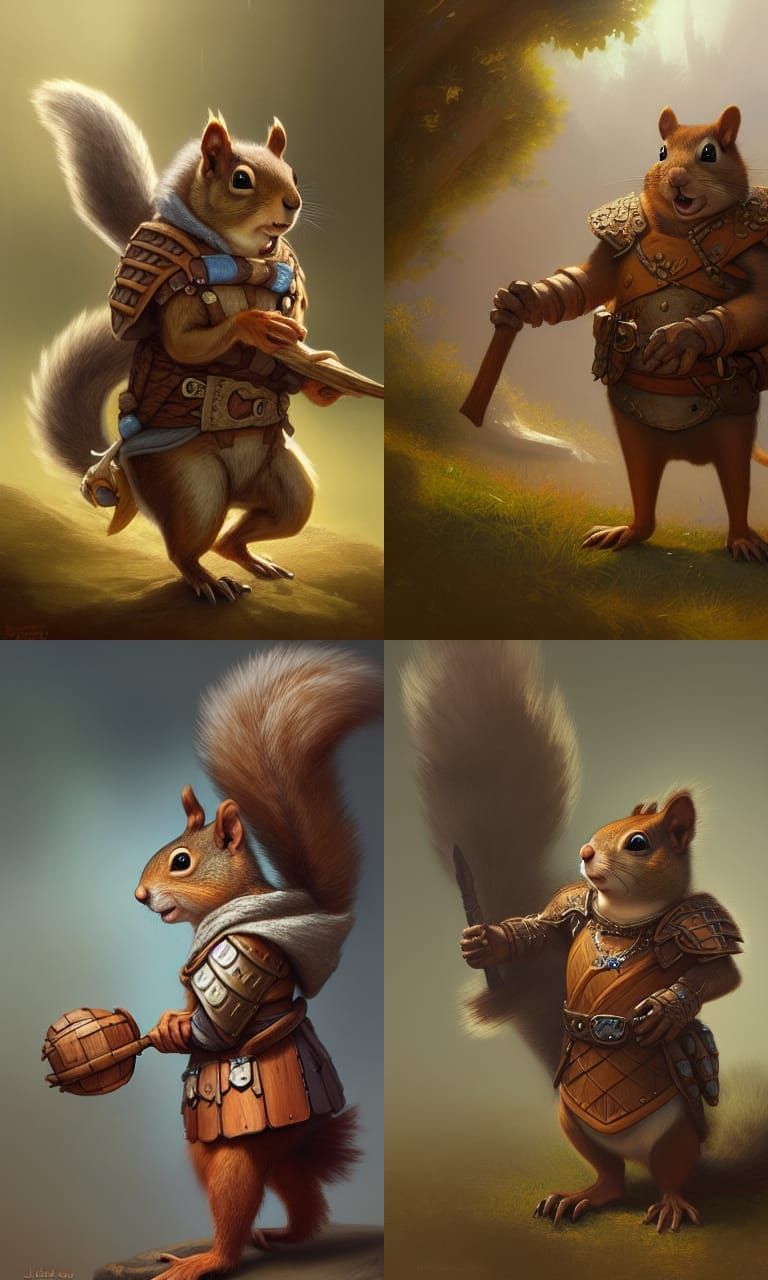Squirrel Druid in Wooden Armor Digital Art