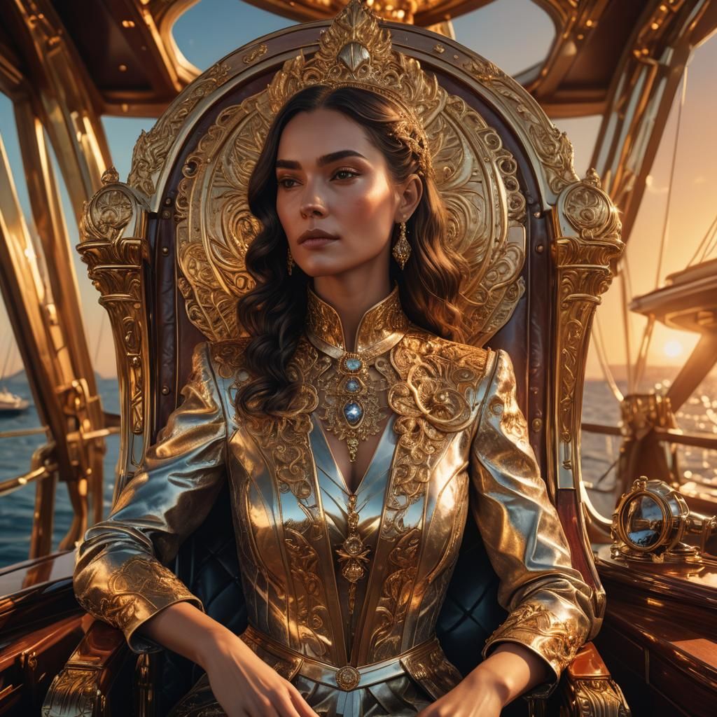 Elegant Woman in Golden Chair Portrait