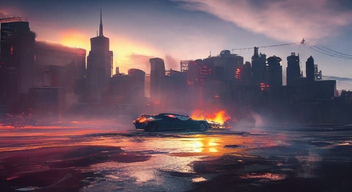 Vat Over Blazing Fire in Hyperrealistic Color