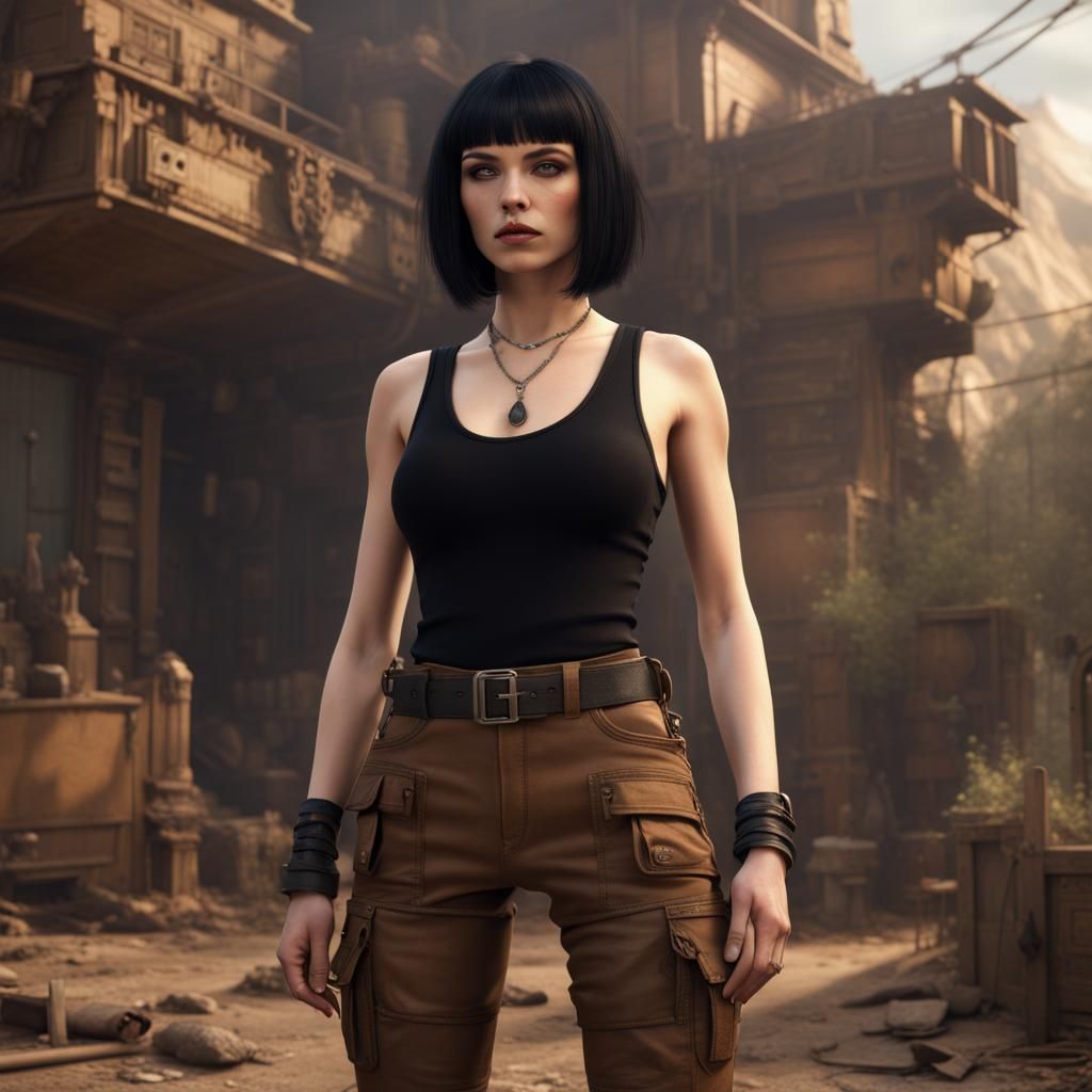 1980s Goth Girl in Detailed Matte Painting