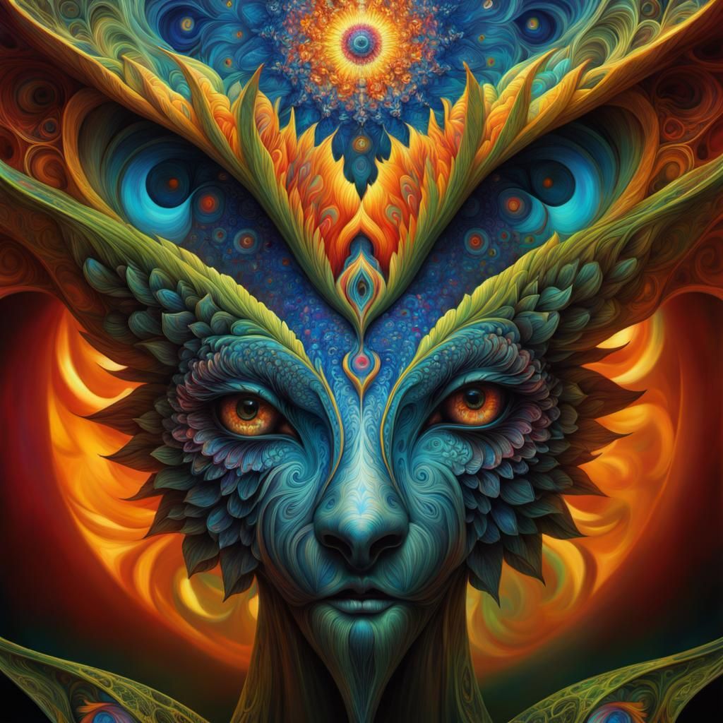 Psychedelic 4444 Mandala in Hyperdetailed Style