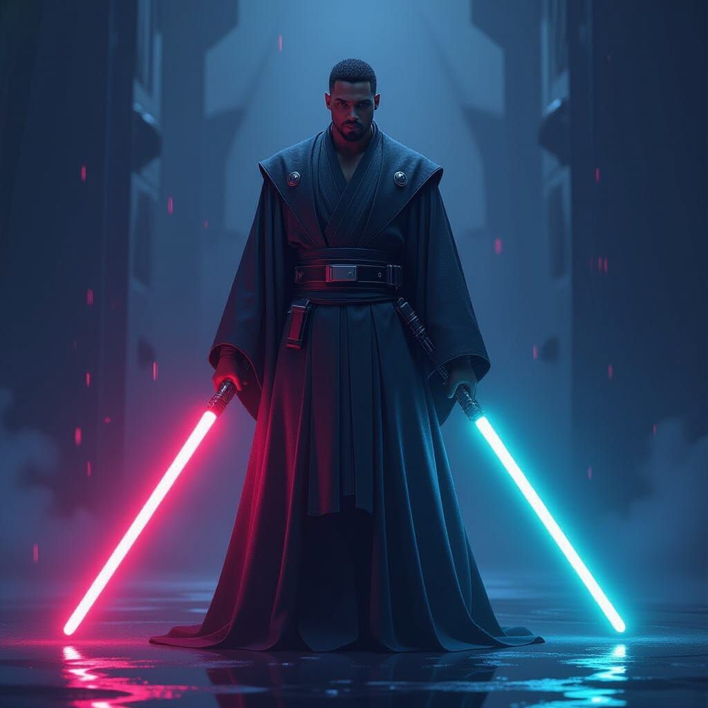 Will Smith as Jedi Master with Rainbow Lightsaber
