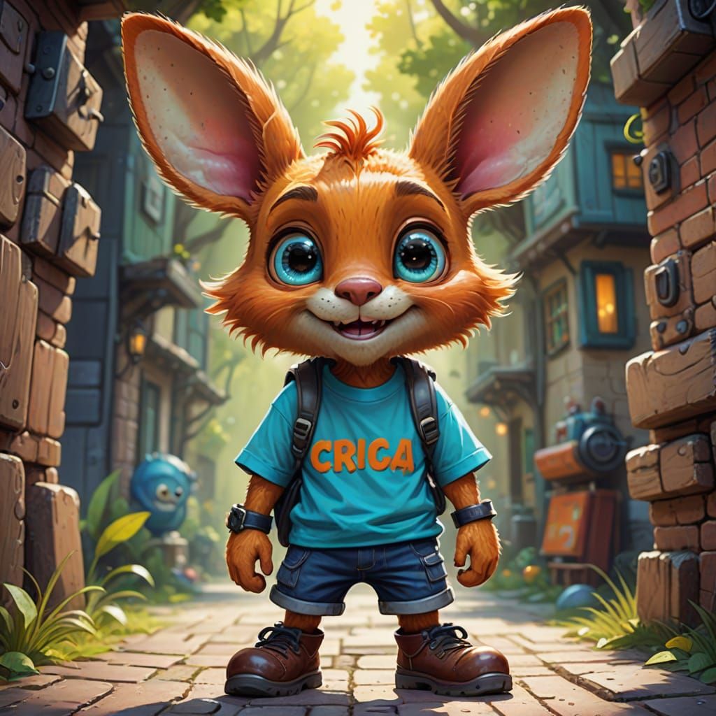 Cartoon Creature with Bulging Eyes and Big Boots