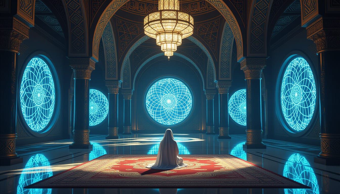 Baroque Space Station Prayer Hall with Islamic Design