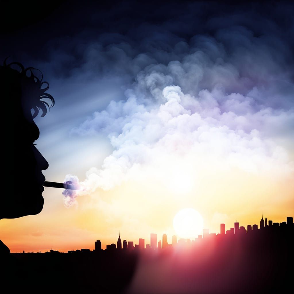 Psychedelic Sunset Silhouette