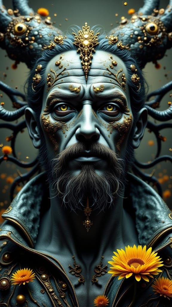 Dragonfly Portrait in Zebra-Punk Style