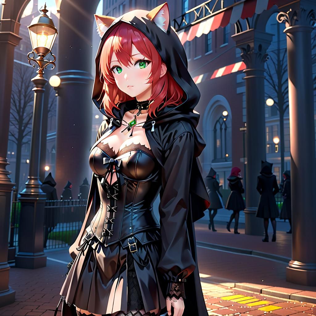 Anime Nekomimi Portrait in Manga Style