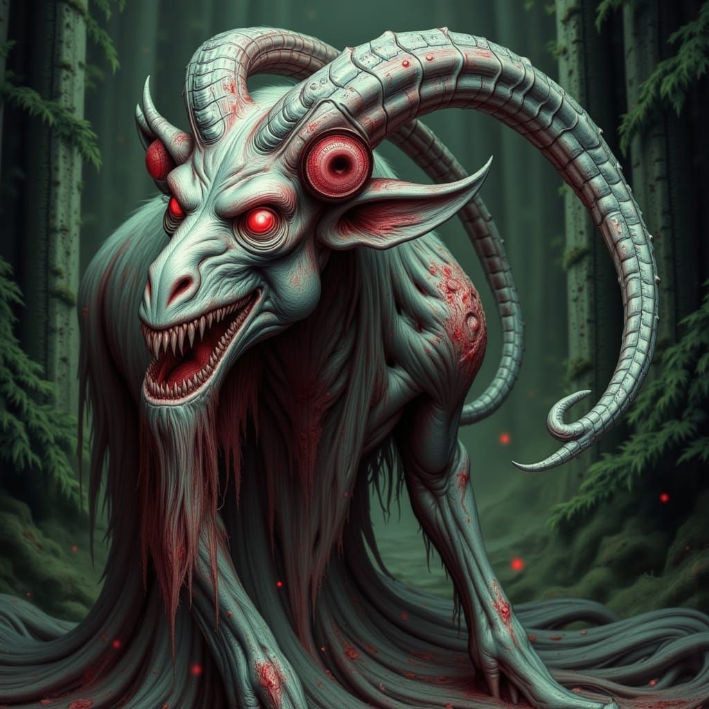 Demonic Goat: A Horrifying Digital Masterpiece