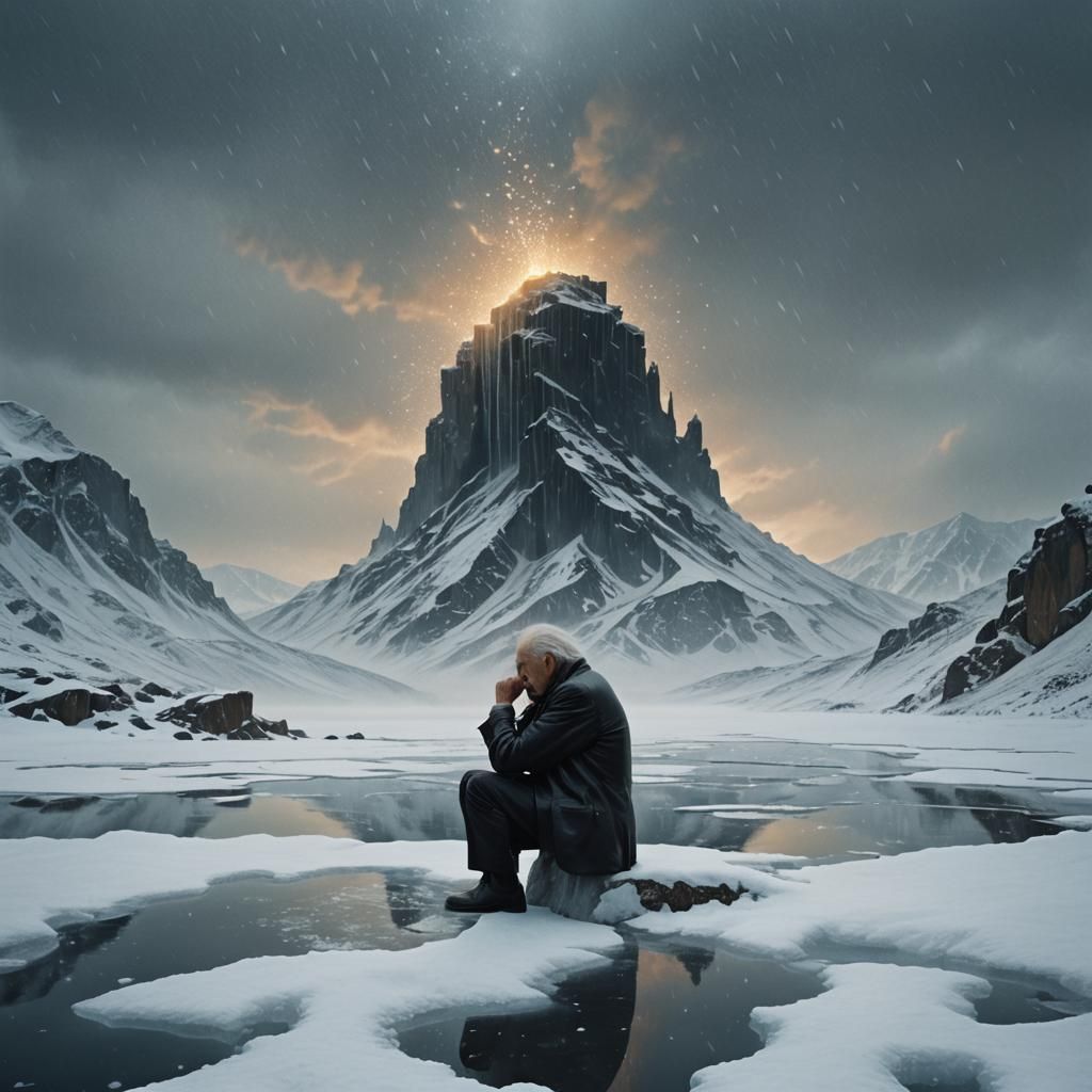 Old Man on Ice: A Matte Painting in Surreal Style
