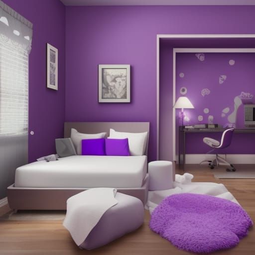 Enchanting Purple Boy's Bedroom: Detailed Matte Painting