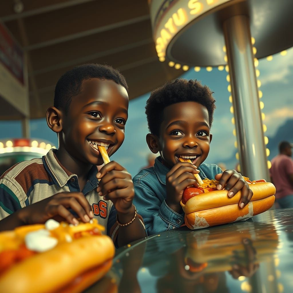 coney island eating hot dogs
