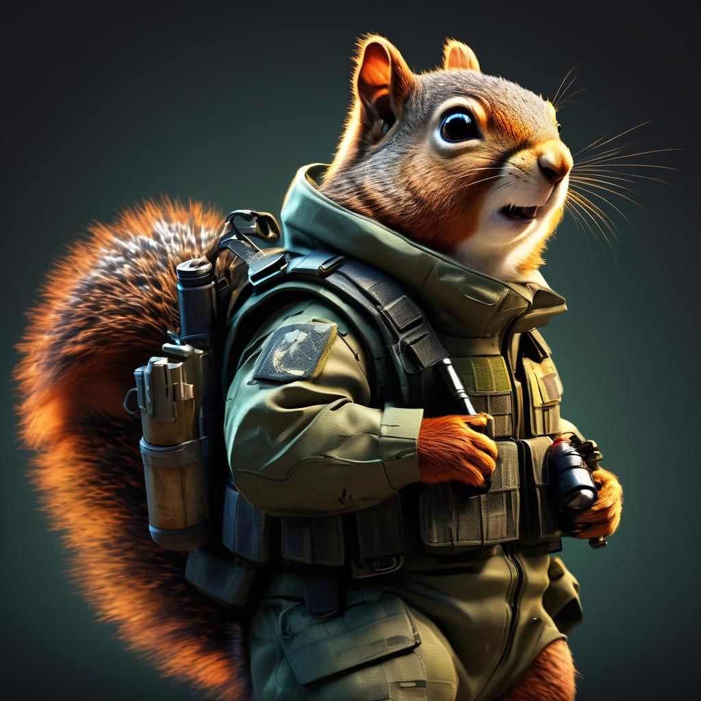 Squirrel Guerilla Concept Art in Comic Style