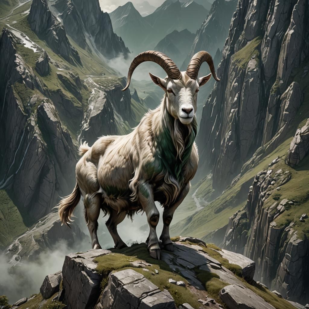 Capricorn: Determined Goat Climbs Mountain Peak
