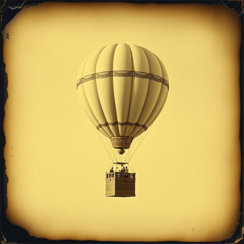 Historical Hot Air Balloon in Eerie Daguerreotype Style