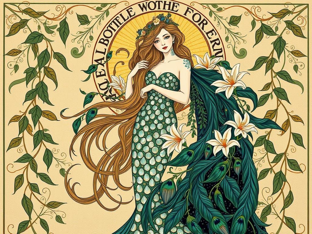 Forest Goddess in Art Nouveau Style