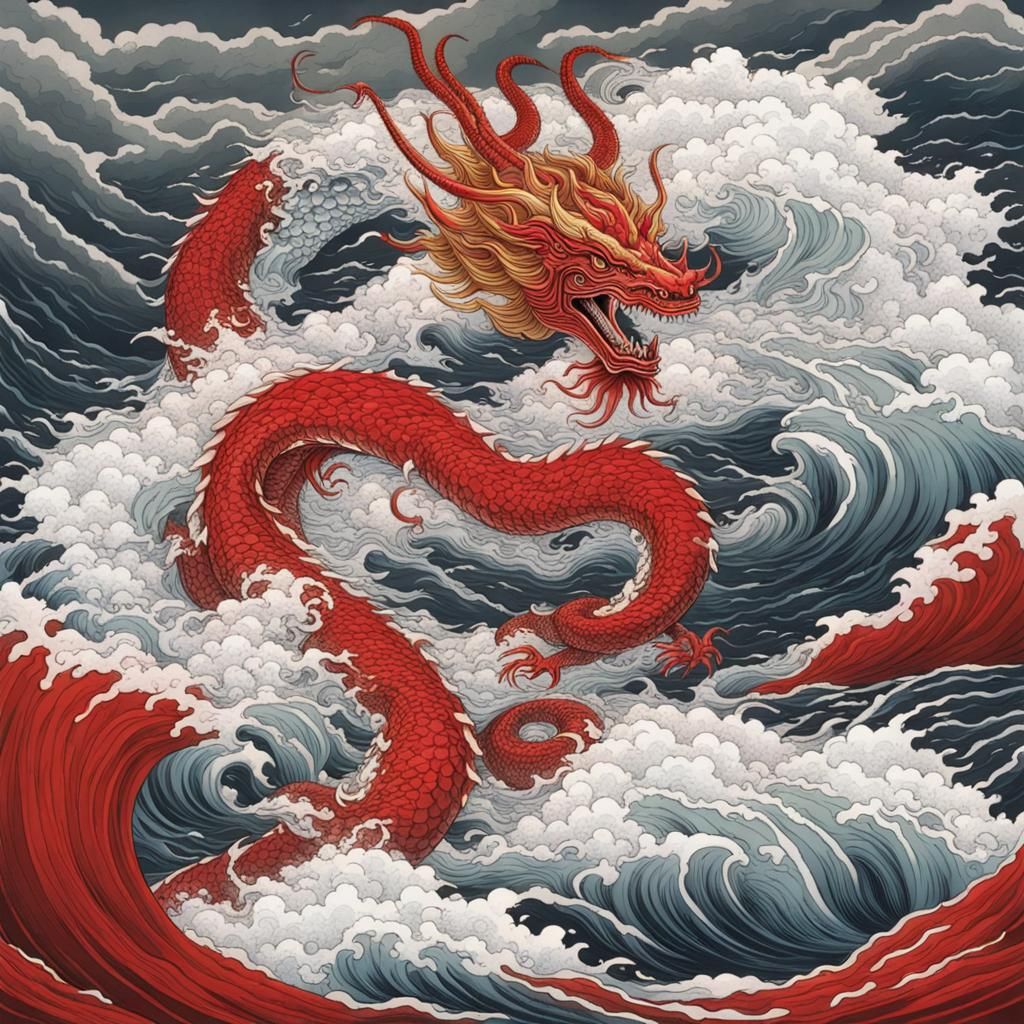 Ryujin: Japanese Dragon God of the Stormy Sea