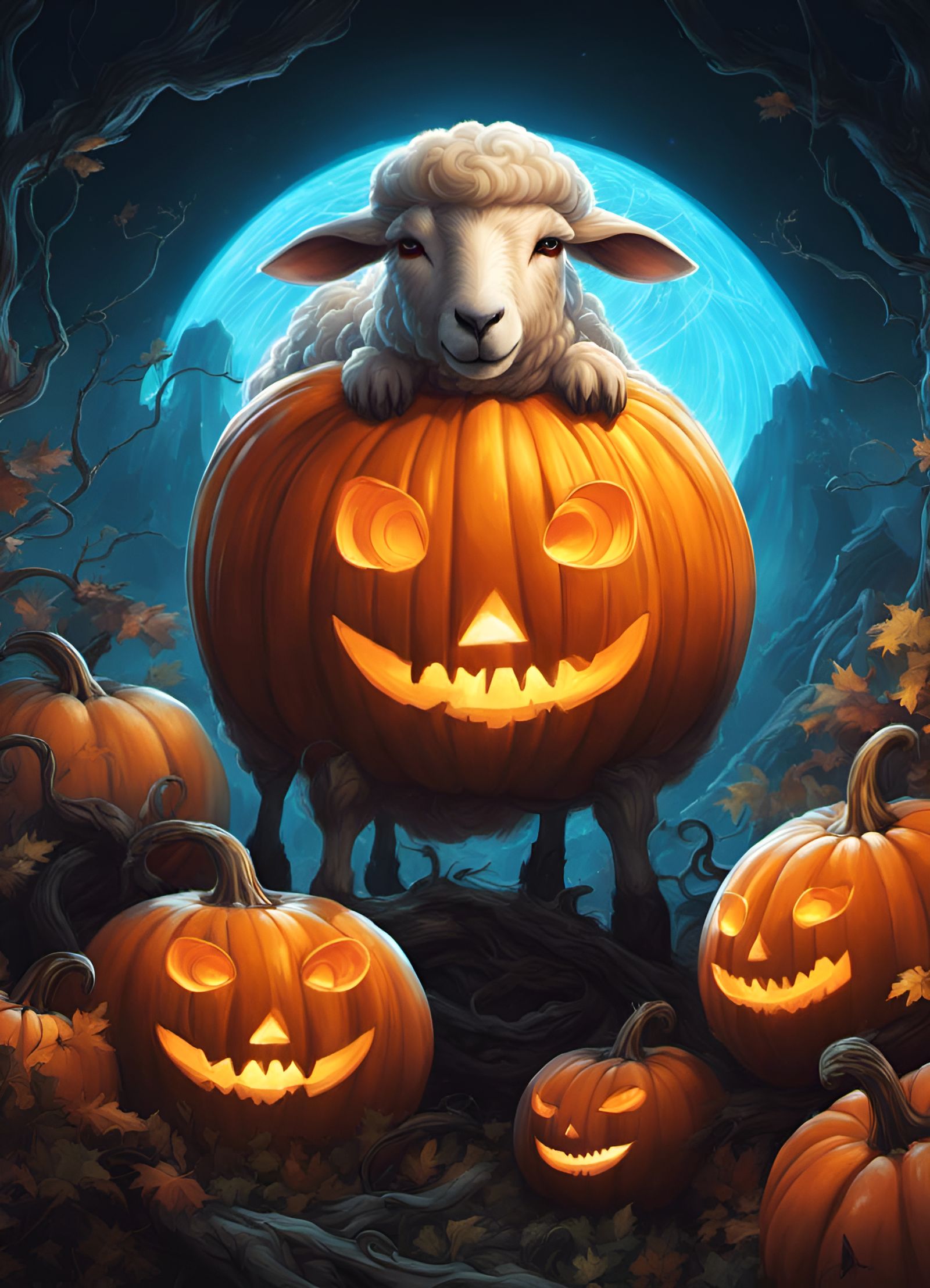 Pumpkin Sheep Hybrid in Digital Artwork