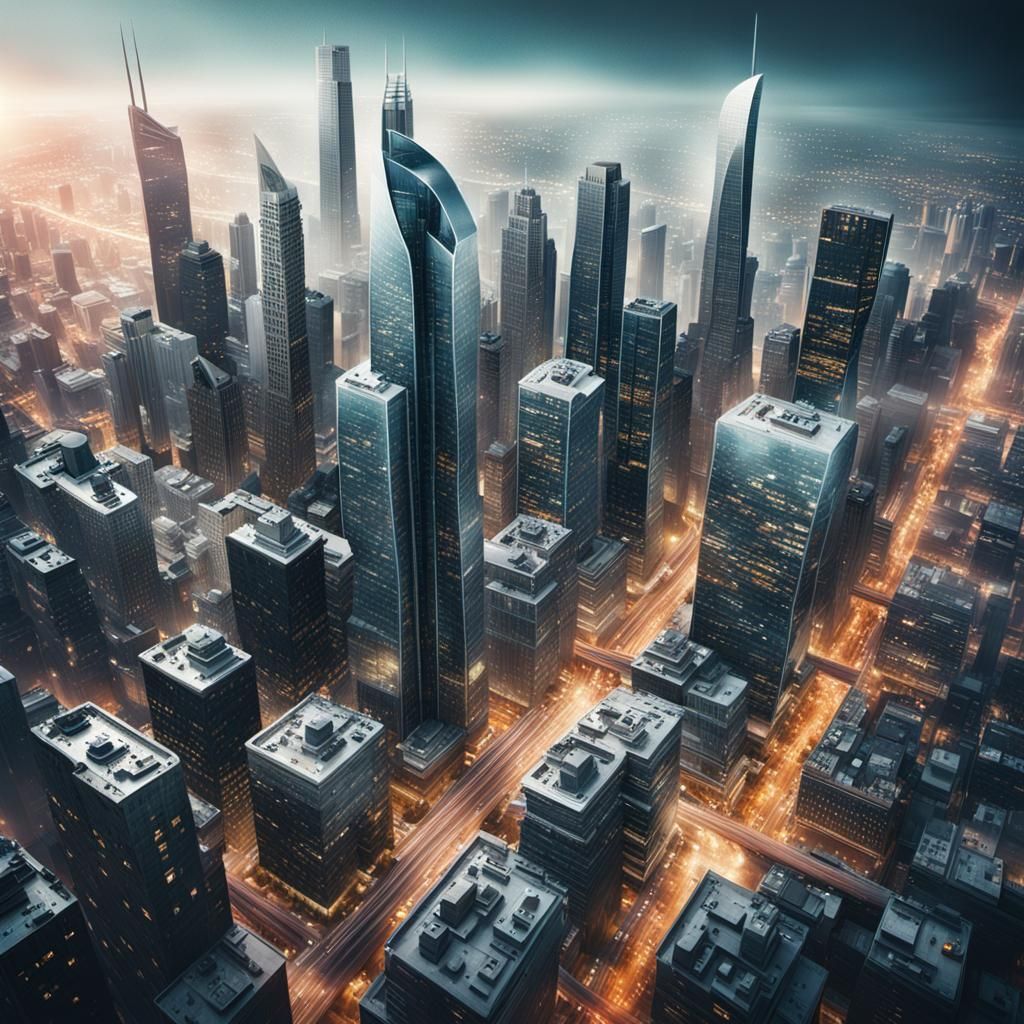 Futuristic Silver Cityscape in Hyperrealistic Style