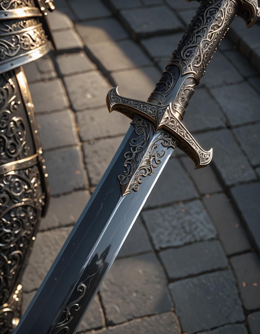 Knight with Black Sword in Hyperrealistic 3D Render