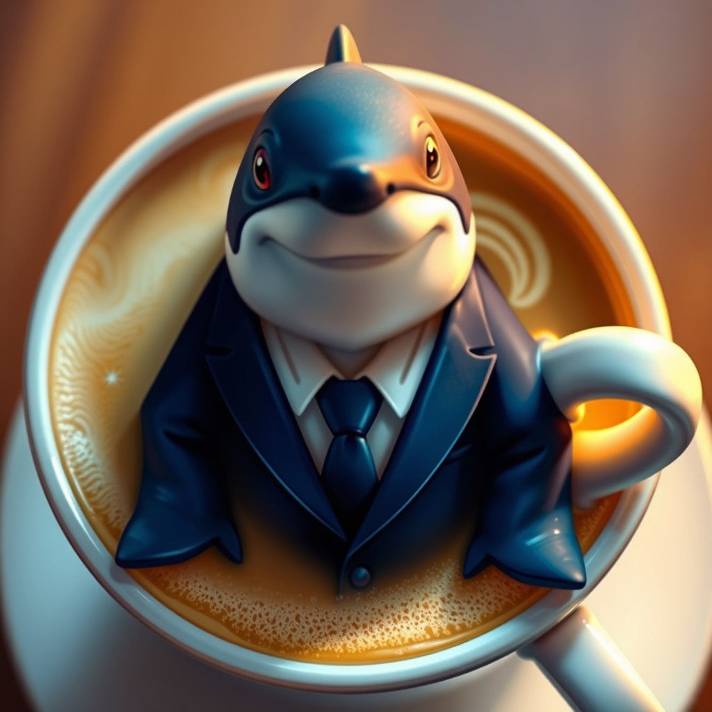 Shark in Suit with Latte Art