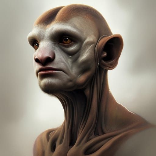 Man's Sloth Transformation: Mythological Creature Portrait