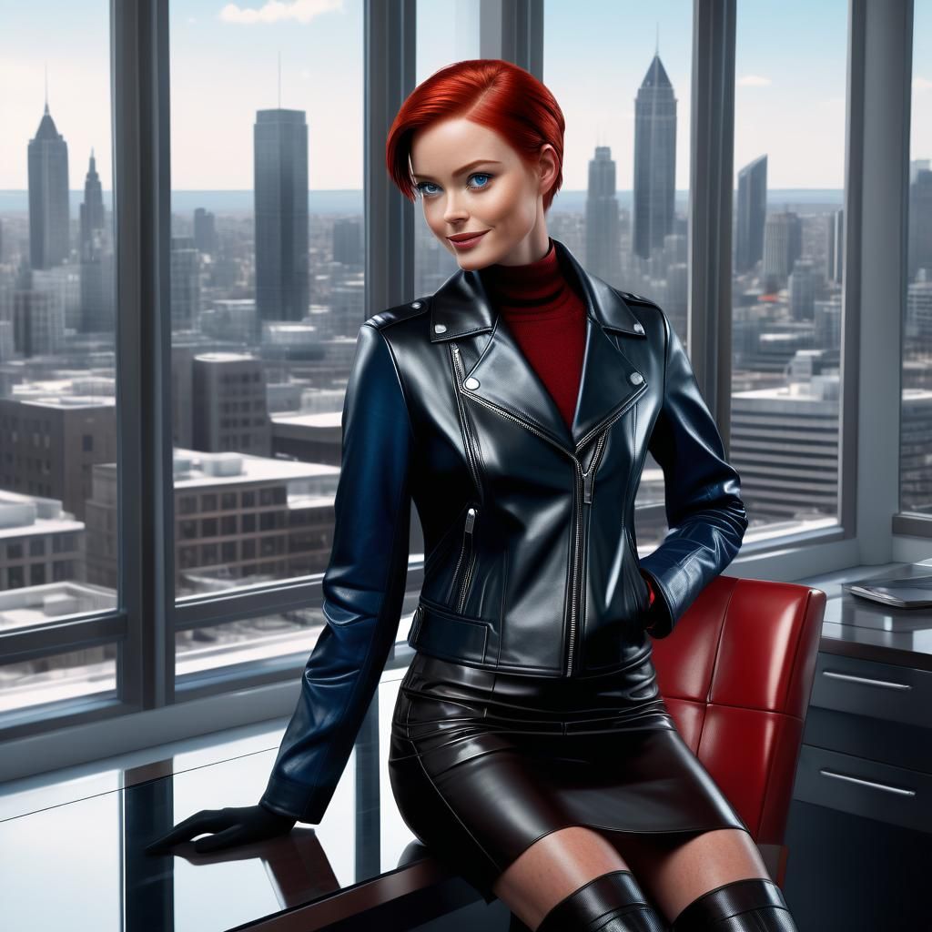 Sci-Fi CEO in Sunset Lit Penthouse