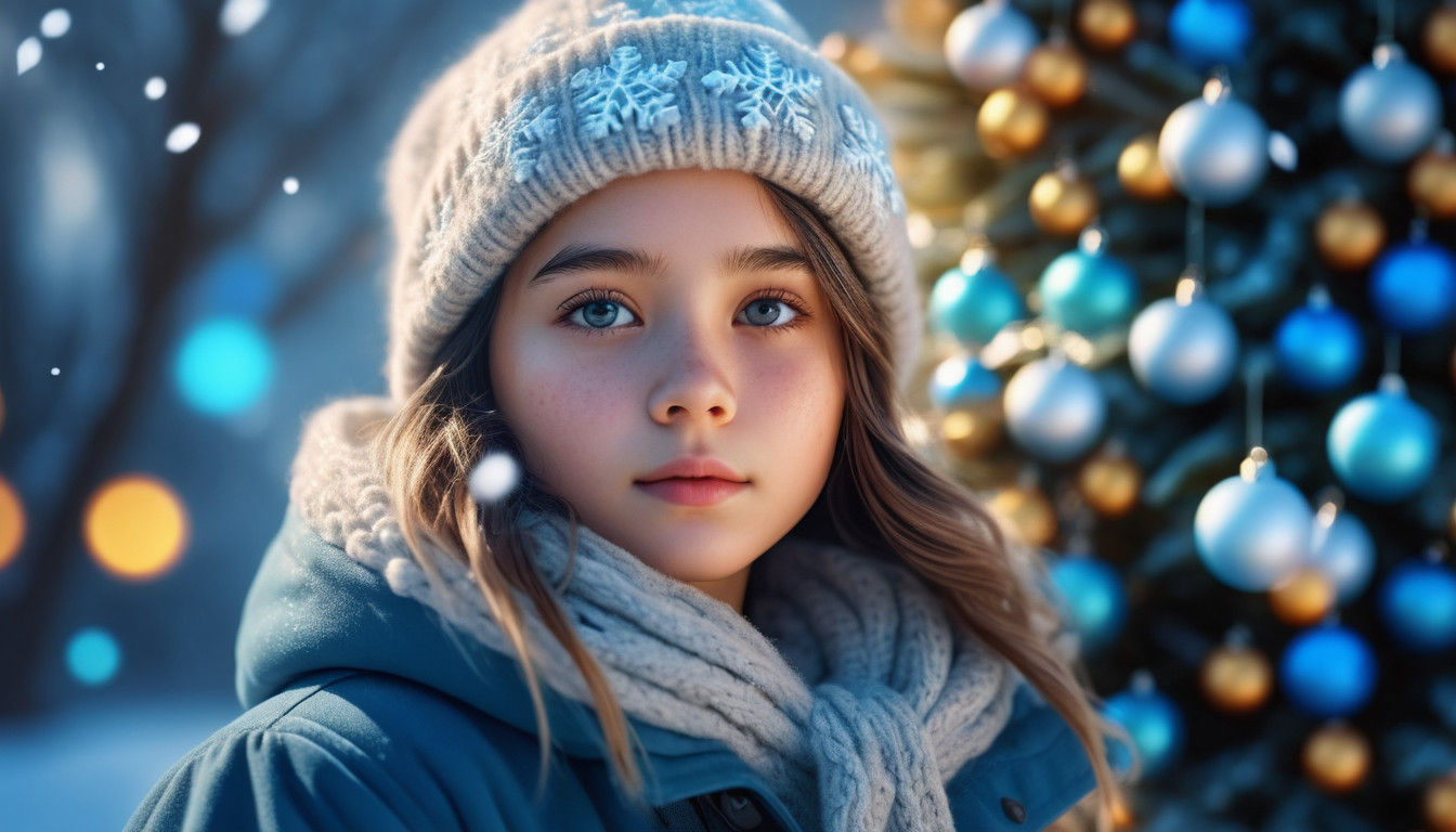 Vibrant Christmas Scene in Oil Painting Style