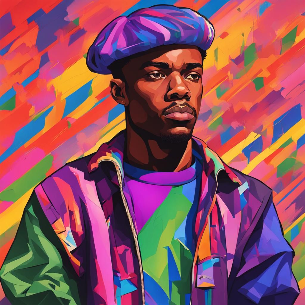 Young Man in BI Pride Outfit: Abstract Art