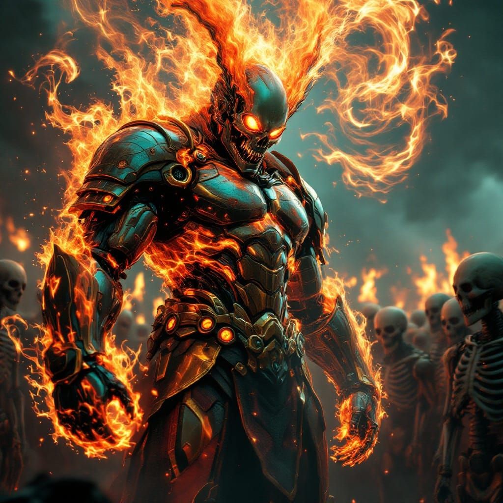 Cyborg Samurai in Eerie, Cinematic Landscape