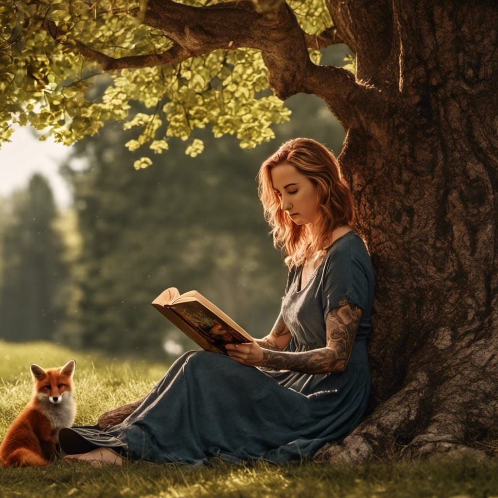 Fox and Reader in Detailed Matte Painting
