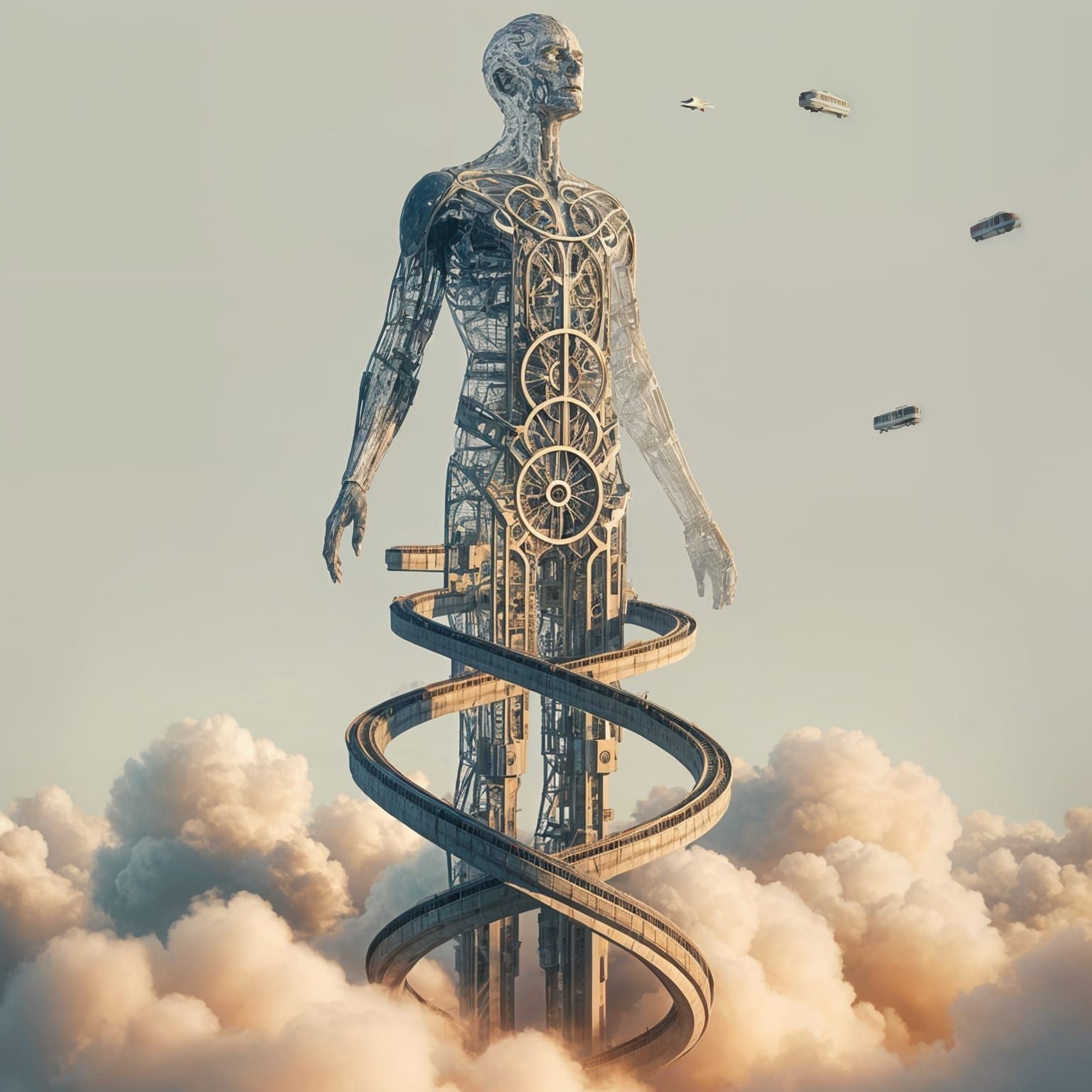 Surreal Giant with Veins of Train Tracks