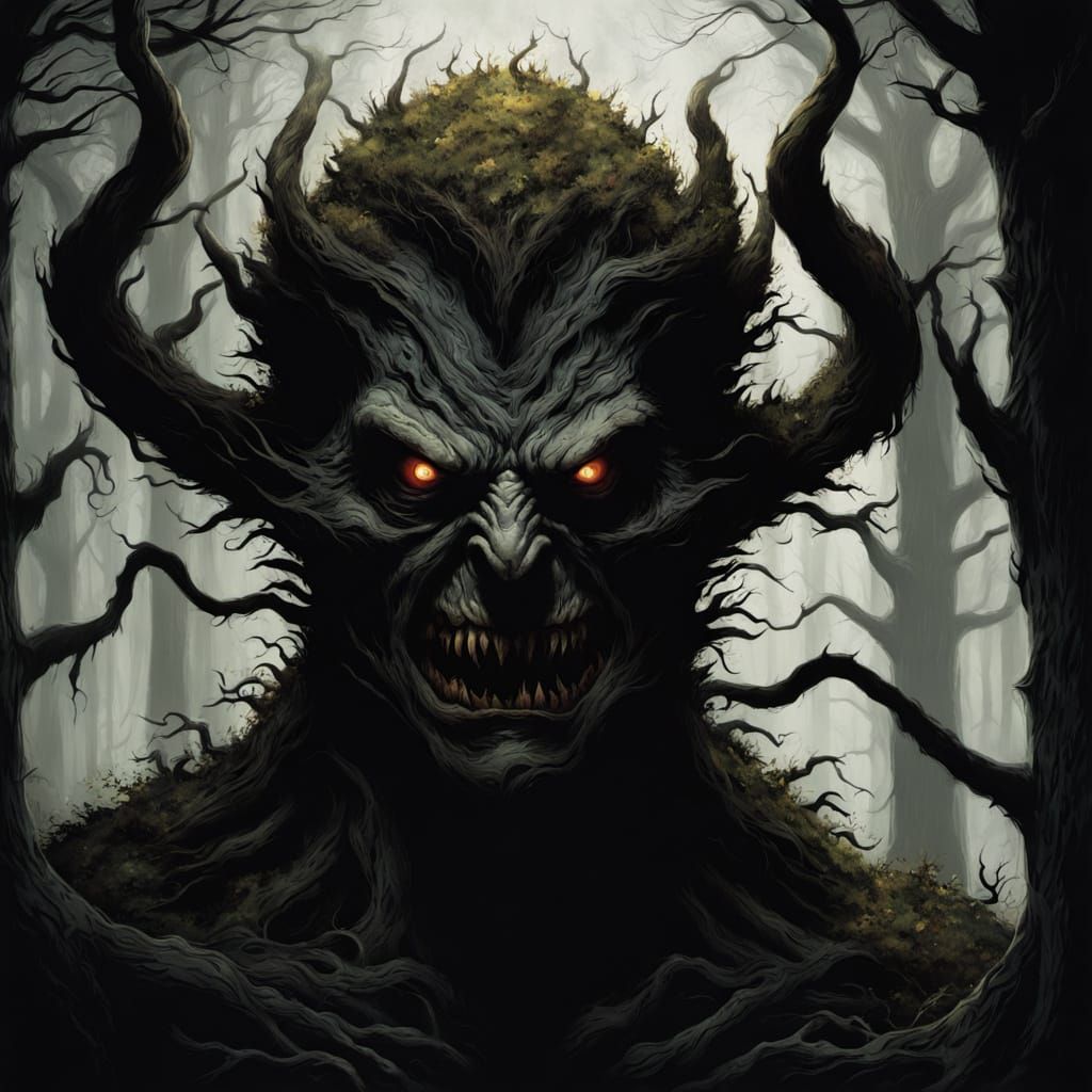 Ominous Shadow Creature in Dark Forest