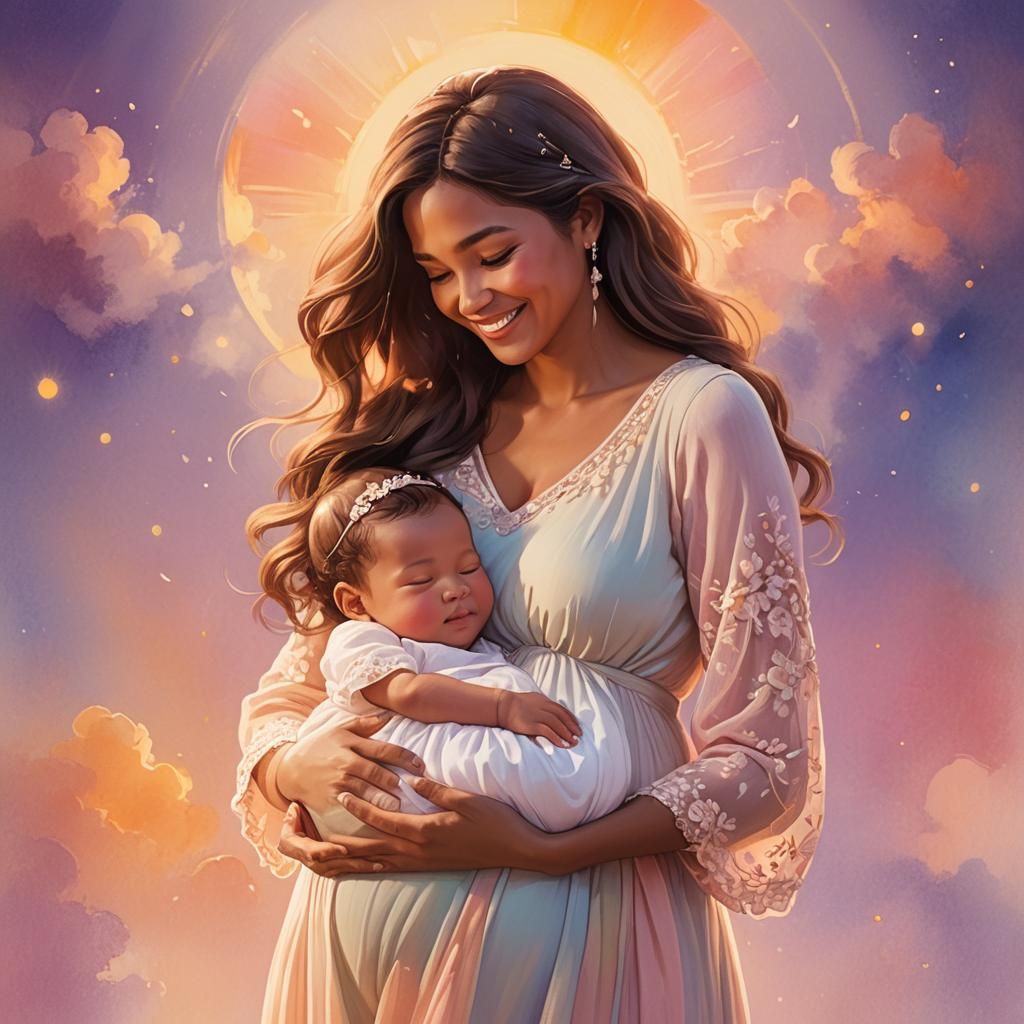 Radiant Pregnant Woman in Dreamy 3D Animation
