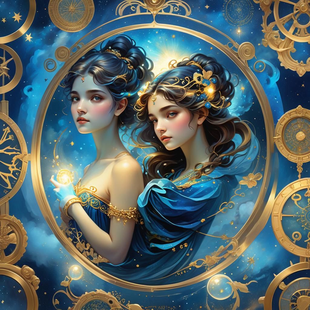 Ethereal Zodiac Sign with Swirling Lights